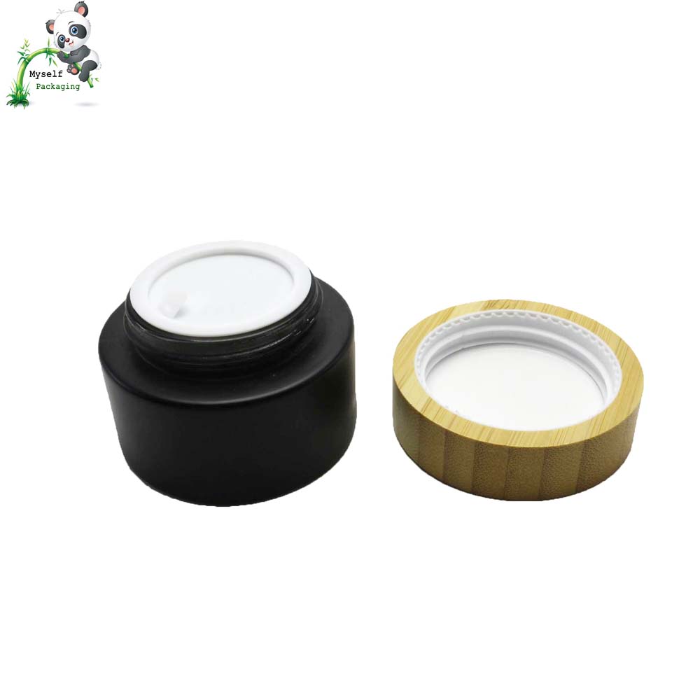 Hot sale 30g 50g 100g cosmetic glass bamboo jar container round eco-friendly packaging BP-098K