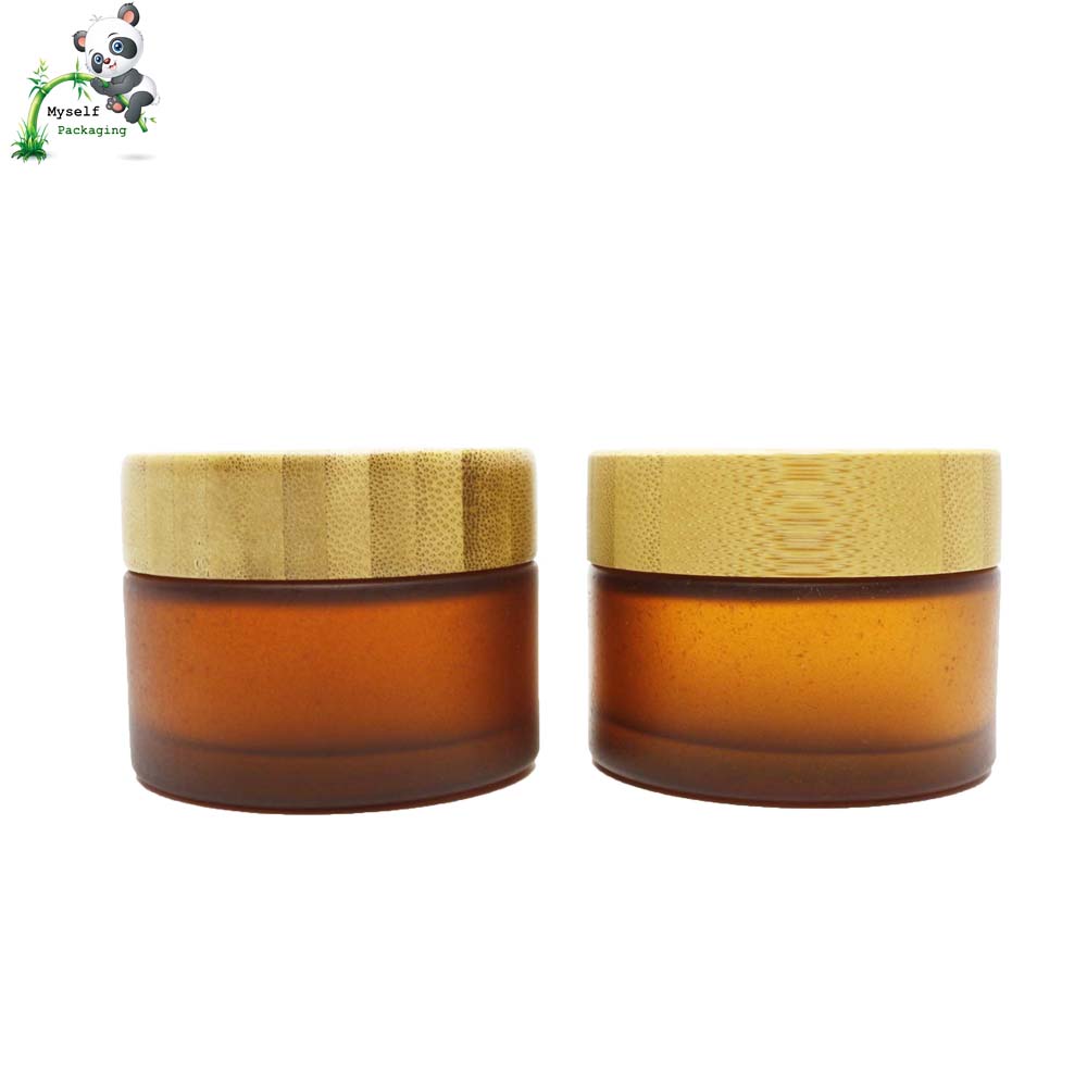 Hot sale 30g 50g 100g cosmetic glass bamboo jar container round eco-friendly packaging BP-098K