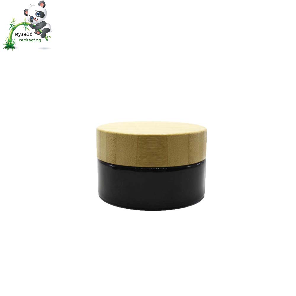 Hot sale 30g 50g 100g cosmetic glass bamboo jar container round eco-friendly packaging BP-098K