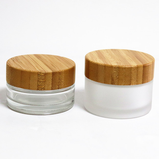 Hot sale 30g 50g cosmetic jar skin care cream jar eye cream jar with bamboo lid