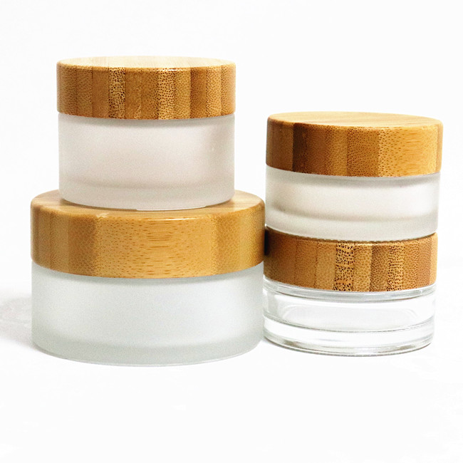Hot sale 30g 50g cosmetic jar skin care cream jar eye cream jar with bamboo lid
