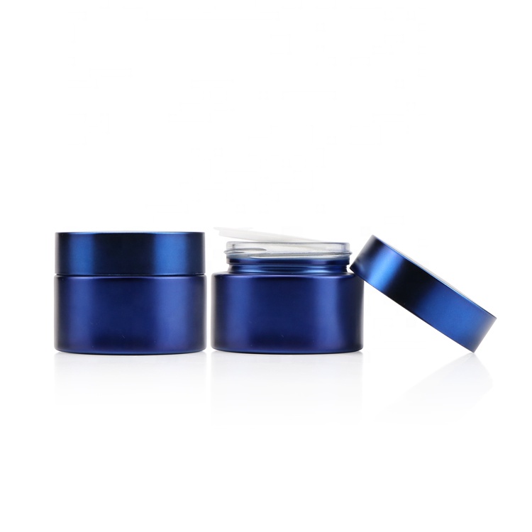 Hot sale 30g 50g empty eye lotion cream containers clear straight sided frosted glass jar with white lid