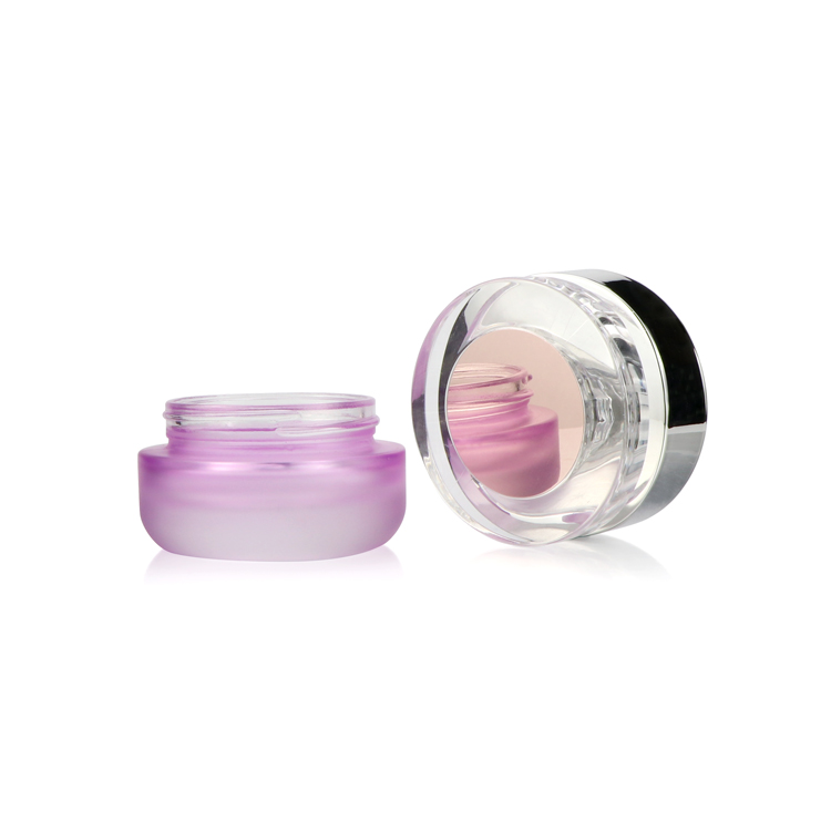Hot sale 30g 50ml 1 1.7 fl oz empty frosted pink cosmetic containers night cream glass jar with acrylic cap