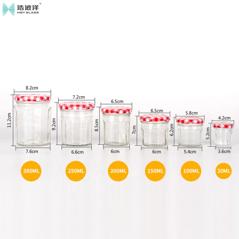 Hot sale 30ml 100ml 150ml 200ml 250ml 380ml Caviar packing glass jar honey glass jar