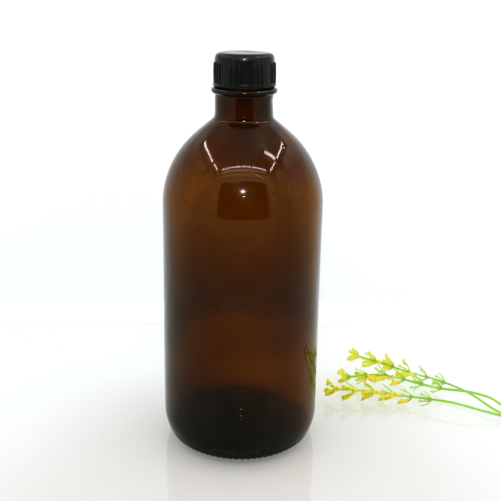 Hot sale 30ml ~16 oz 1 liter clear glass boston round bottle with phenolic screw cap,wholesale glass bottles