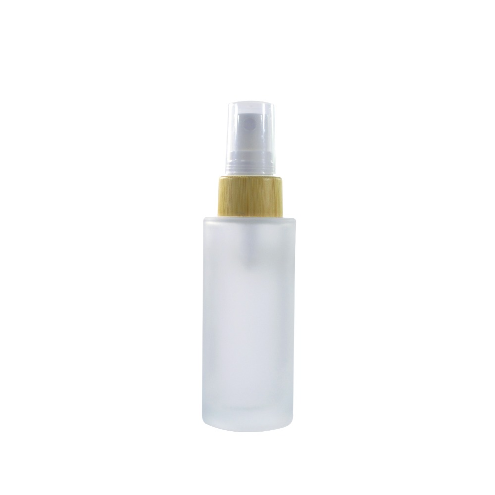 Hot sale 30ml 50ml 100ml 120ml 150ml empty cream lotion serum bamboo cosmetic packaging glass bottles with bamboo pump cap