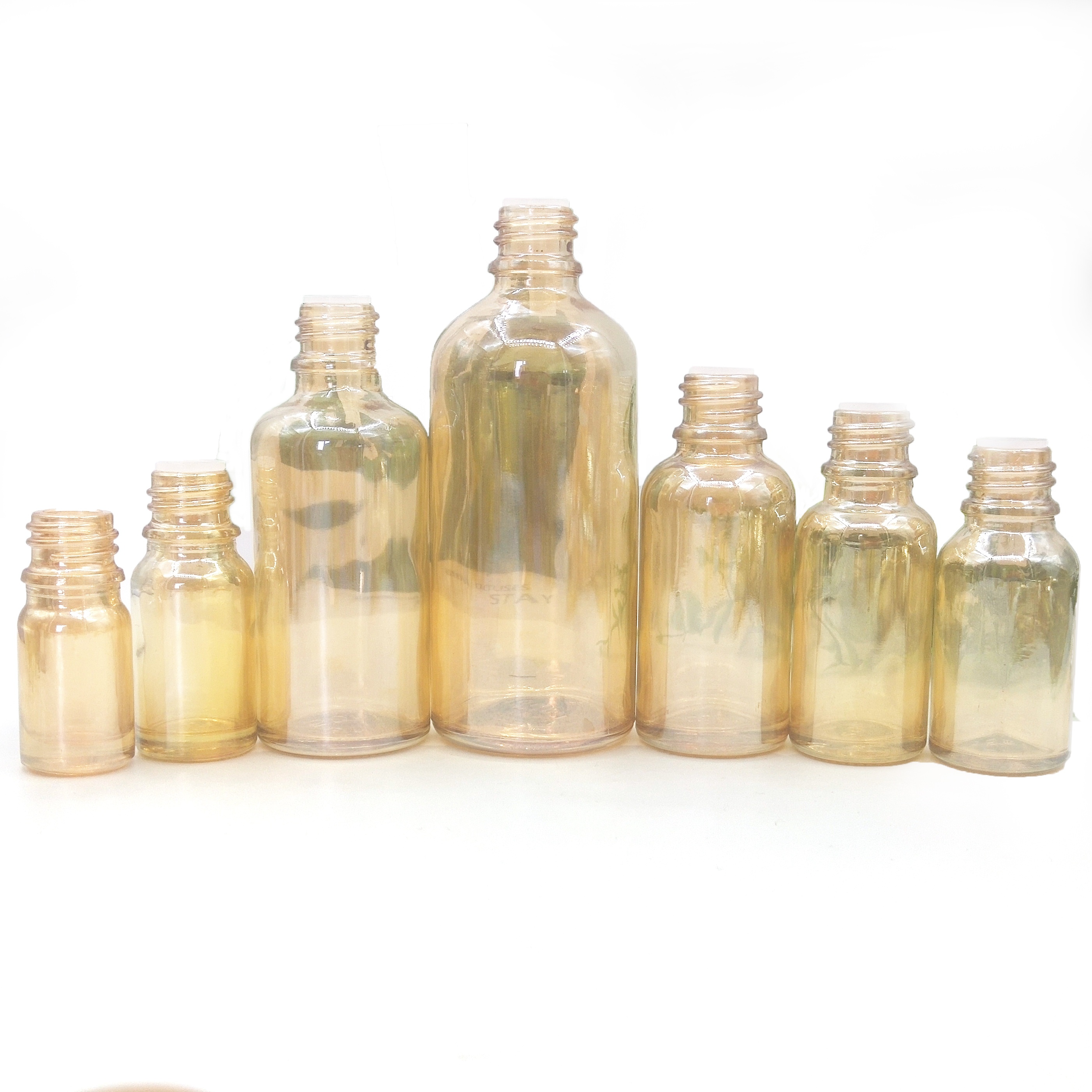 Hot sale 30ml 50ml 100ml glass dropper bottle with silver and gold cap, e liquid glass bottle screw cap