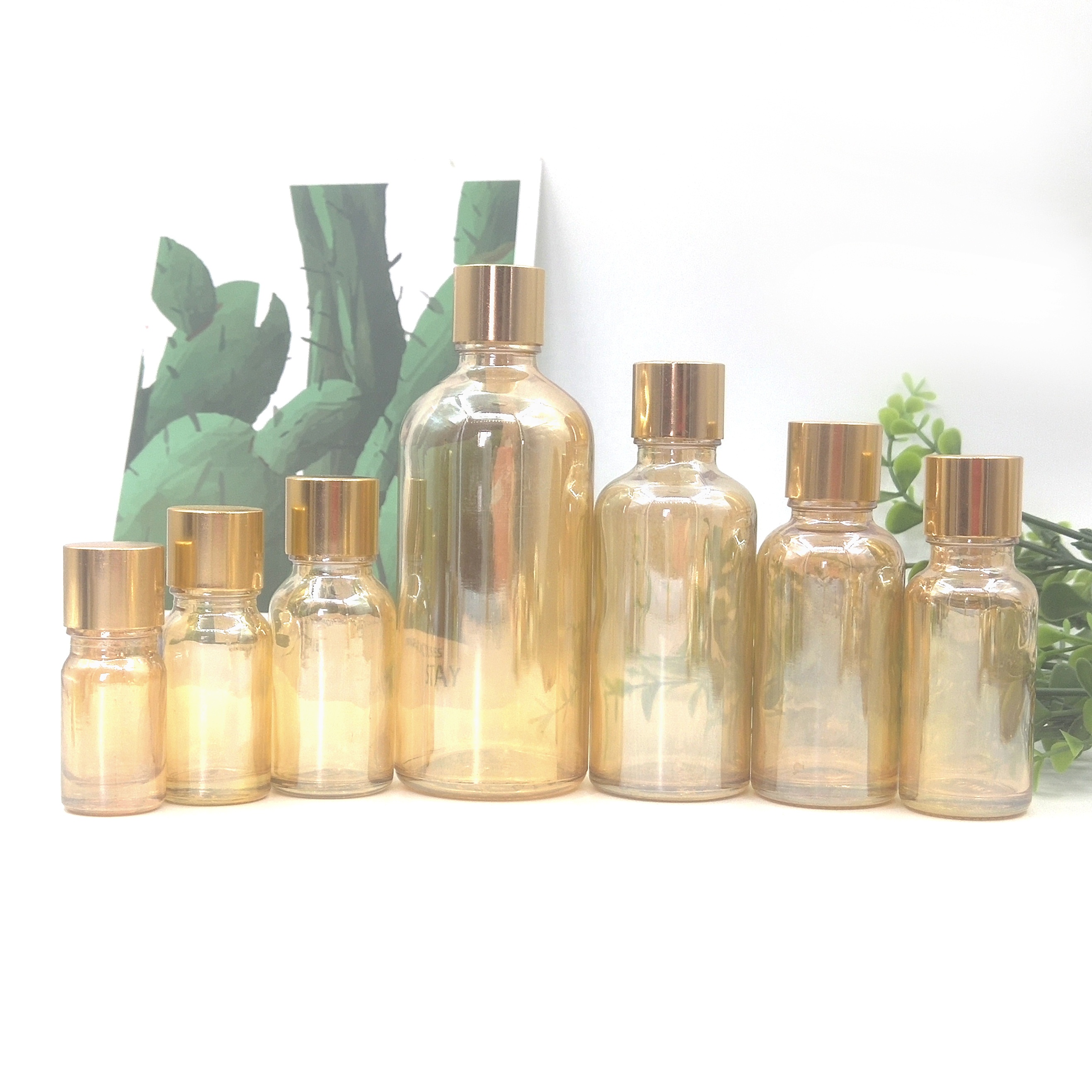 Hot sale 30ml 50ml 100ml glass dropper bottle with silver and gold cap, e liquid glass bottle screw cap