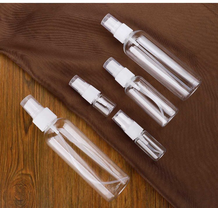 Hot sale 30ml 50ml 60ml 100ml 120ml PET plastic alcohol pump mist spray bottle clear disinfectant water spray bottle