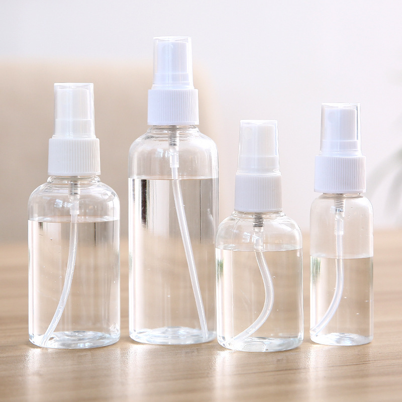 Hot sale 30ml 50ml 60ml 100ml 120ml PET plastic alcohol pump mist spray bottle clear disinfectant water spray bottle