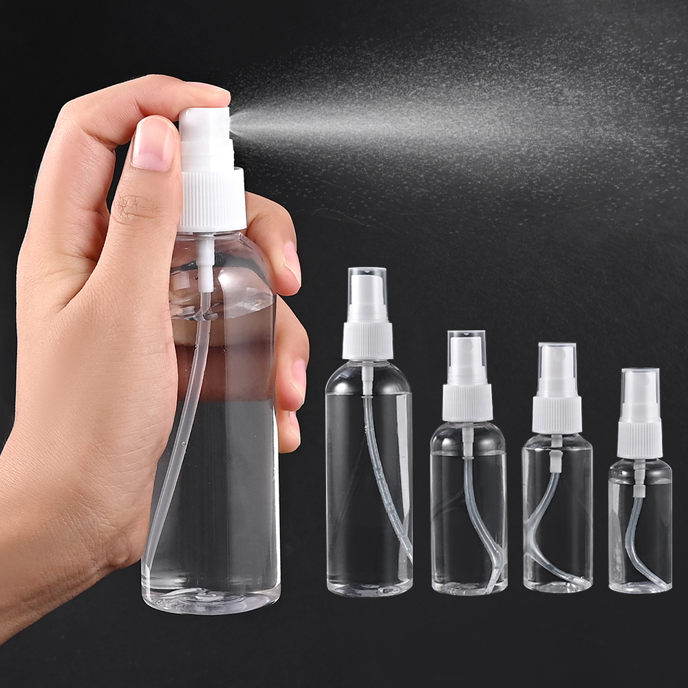 Hot sale 30ml 50ml 60ml 100ml 120ml PET plastic alcohol pump mist spray bottle clear disinfectant water spray bottle
