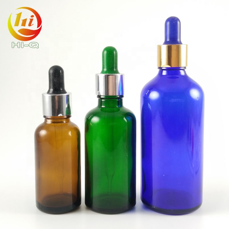 Hot sale 30ml 50ml 60ml 100ml glass dropper bottle with silver and gold cap, e liquid glass bottle screw cap