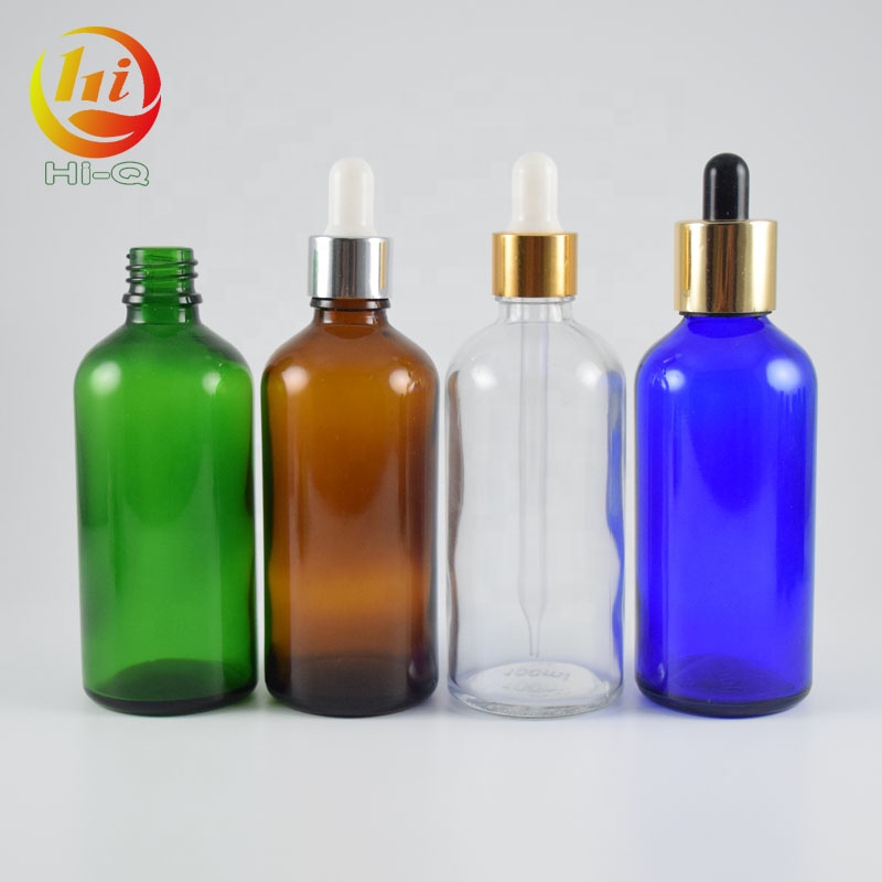 Hot sale 30ml 50ml 60ml 100ml glass dropper bottle with silver and gold cap, e liquid glass bottle screw cap