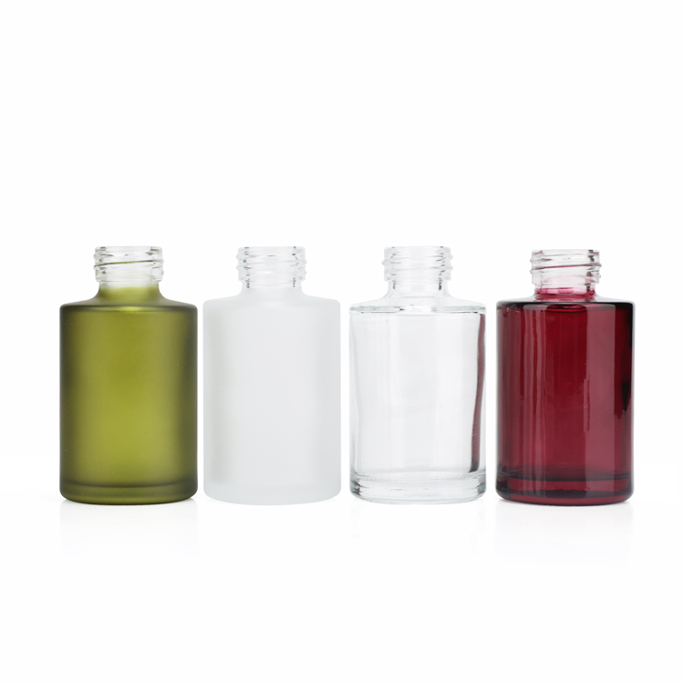 Hot sale 30ml 50ml 60ml serum cosmetic skin care packaging green round matte glass dropper bottles