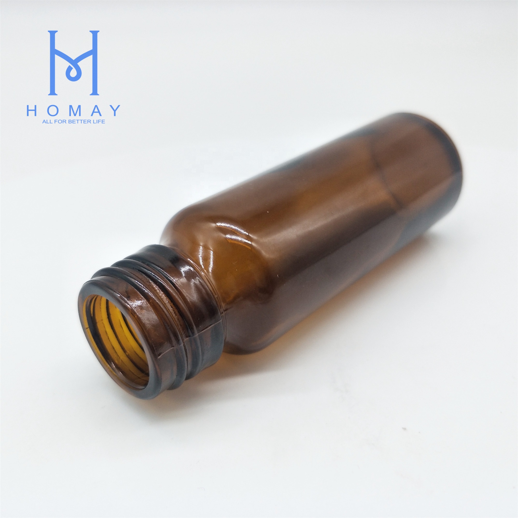 Hot sale 30ml 50ml Amber syrup glass bottle for syrup with caps