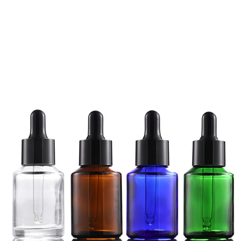 Hot sale 30ml 50ml empty amber transparent green blue glass bottle with pipette 1 oz essential oil dropper bottle