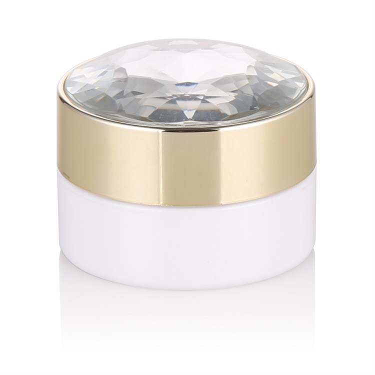 Hot sale 30ml  50ml white plastic jar cream jar plastic gold diamond lid