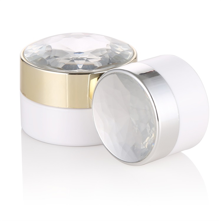 Hot sale 30ml 50ml white plastic jar cream jar plastic gold diamond lid