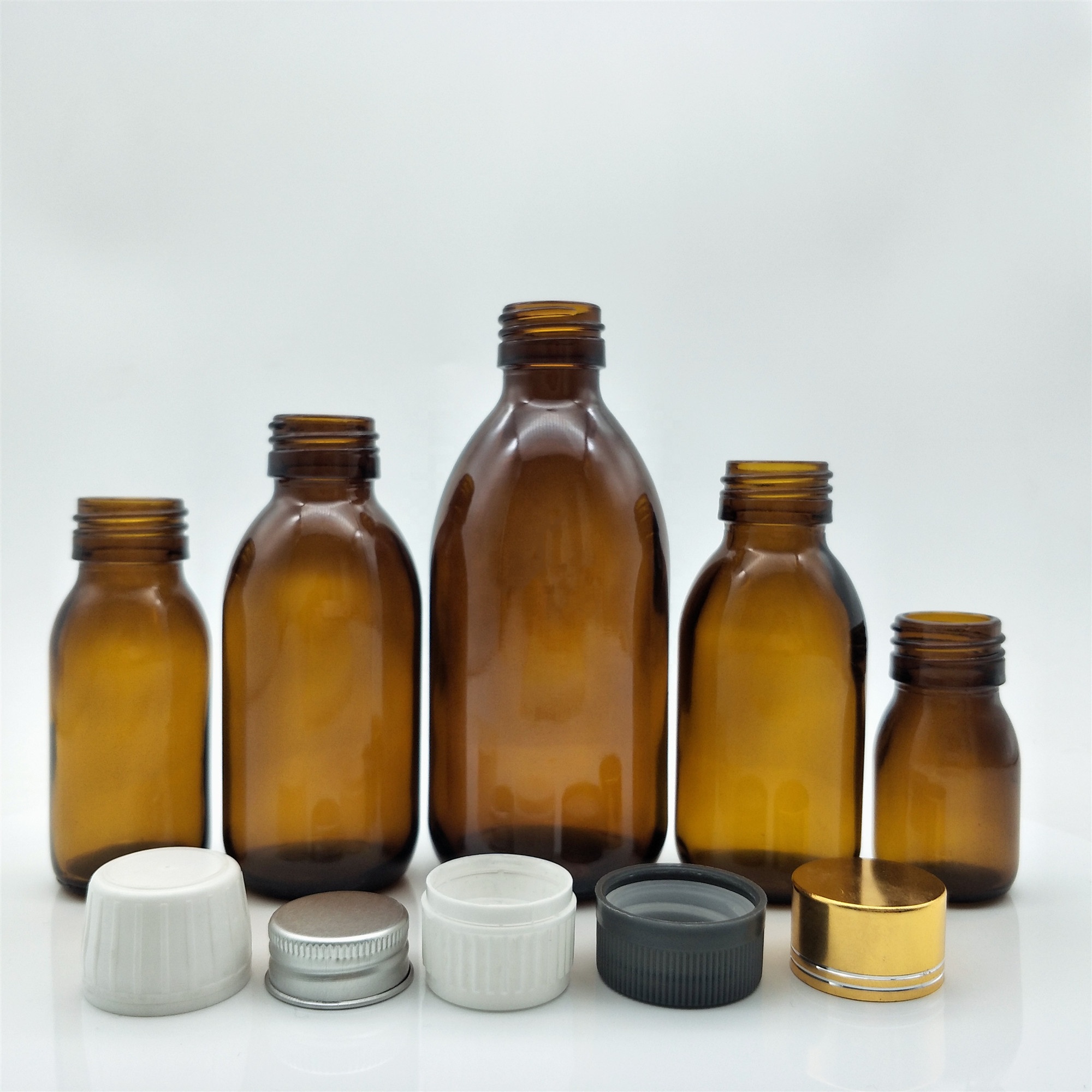 Hot sale 30ml,60ml,100ml,150ml,200ml,250ml,300ml Amber promrth cough syrup glass bottle