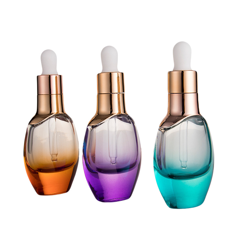 Hot sale 30ml gradient color serum dropper glass bottle