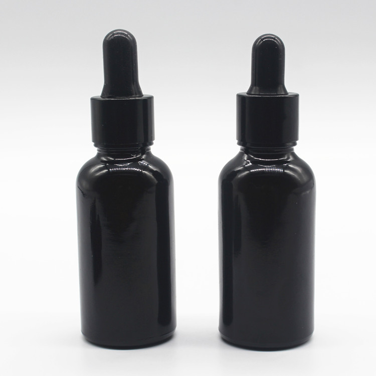 Hot sale 30ml matte white black frosted glass cosmetic dropper bottle with golden or black dropper for essential oil