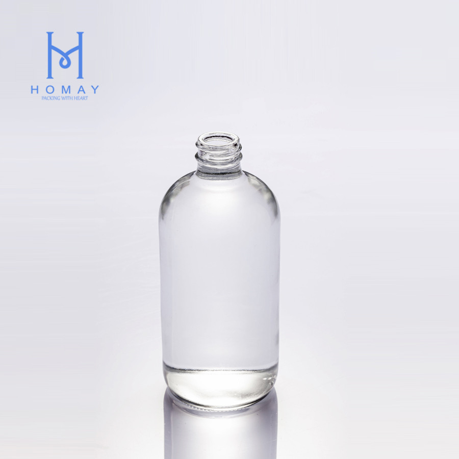 Hot sale 32oz 16oz amber glass Boston round glass bottles with spray pump