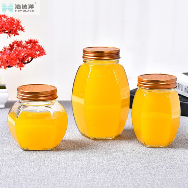 Hot sale 375ml 380ml 730ml honey glass jar with screw lid