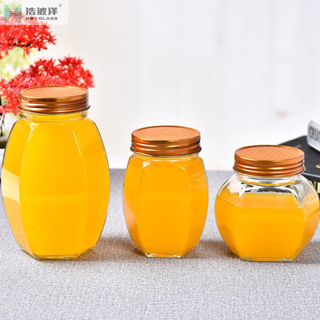 Hot sale 375ml 380ml 730ml honey glass jar with screw lid