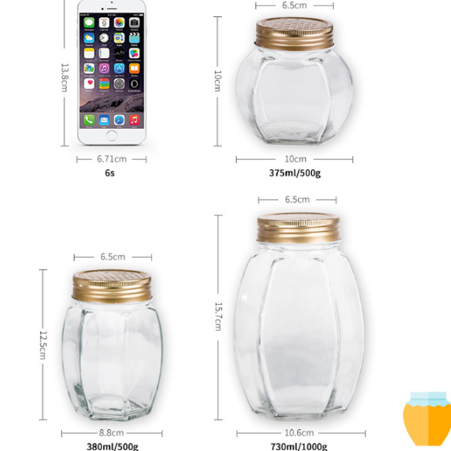 Hot sale 375ml 380ml 730ml honey glass jar with screw lid