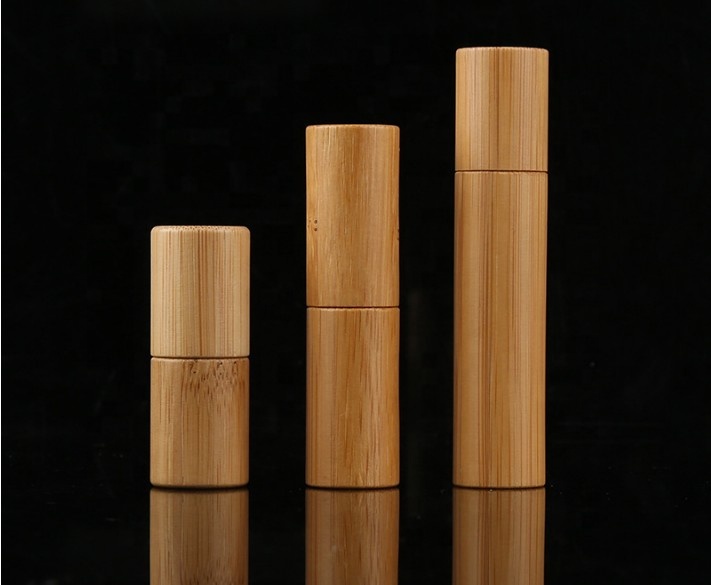 Hot sale 3ml 5ml 10ml small bamboo glass roller ball bottles for cosmetic e liquid perfume essential oil screw cap
