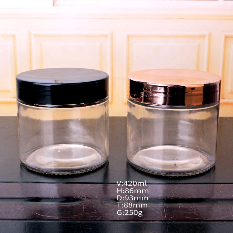 Hot sale 420ml 14oz Empty Stocked Promotional Honey Glass Jar with Lid for Honey and Jam Storage
