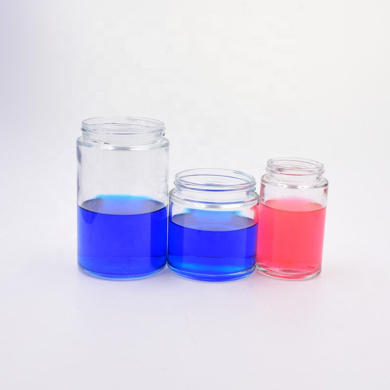 Hot sale 500ml 8oz 250ml 4oz 180ml 6oz clear round cosmetic jars kush hemp cbd hanf knospe CR lid flower packaging glass jars