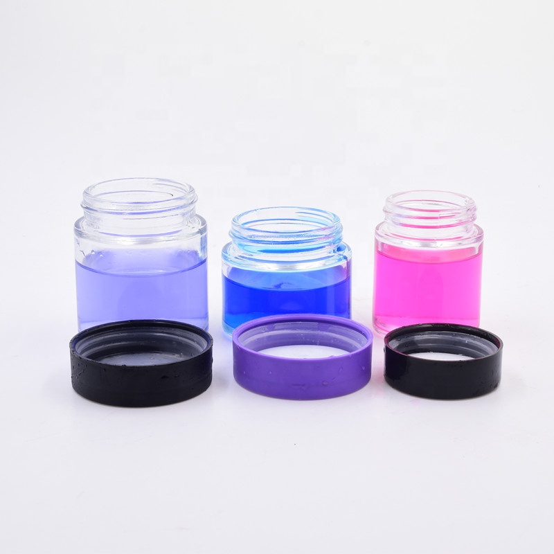 Hot sale 500ml 8oz 250ml 4oz 180ml 6oz clear round cosmetic jars kush hemp cbd hanf knospe CR lid flower packaging glass jars