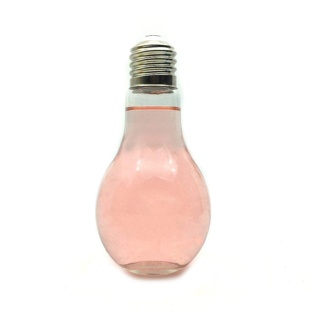 Hot sale 500ml light bulb clear glass beverage bottle with metal lid