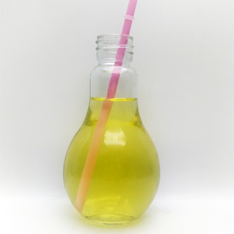 Hot sale 500ml light bulb clear glass beverage bottle with metal lid