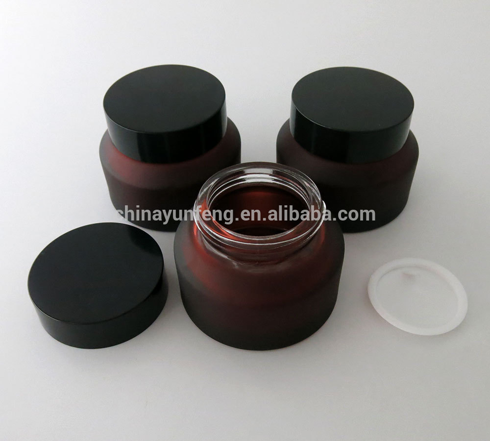 Hot sale 50g 50ml frosted amber glass jar, empty glass jar for cosmetic cream