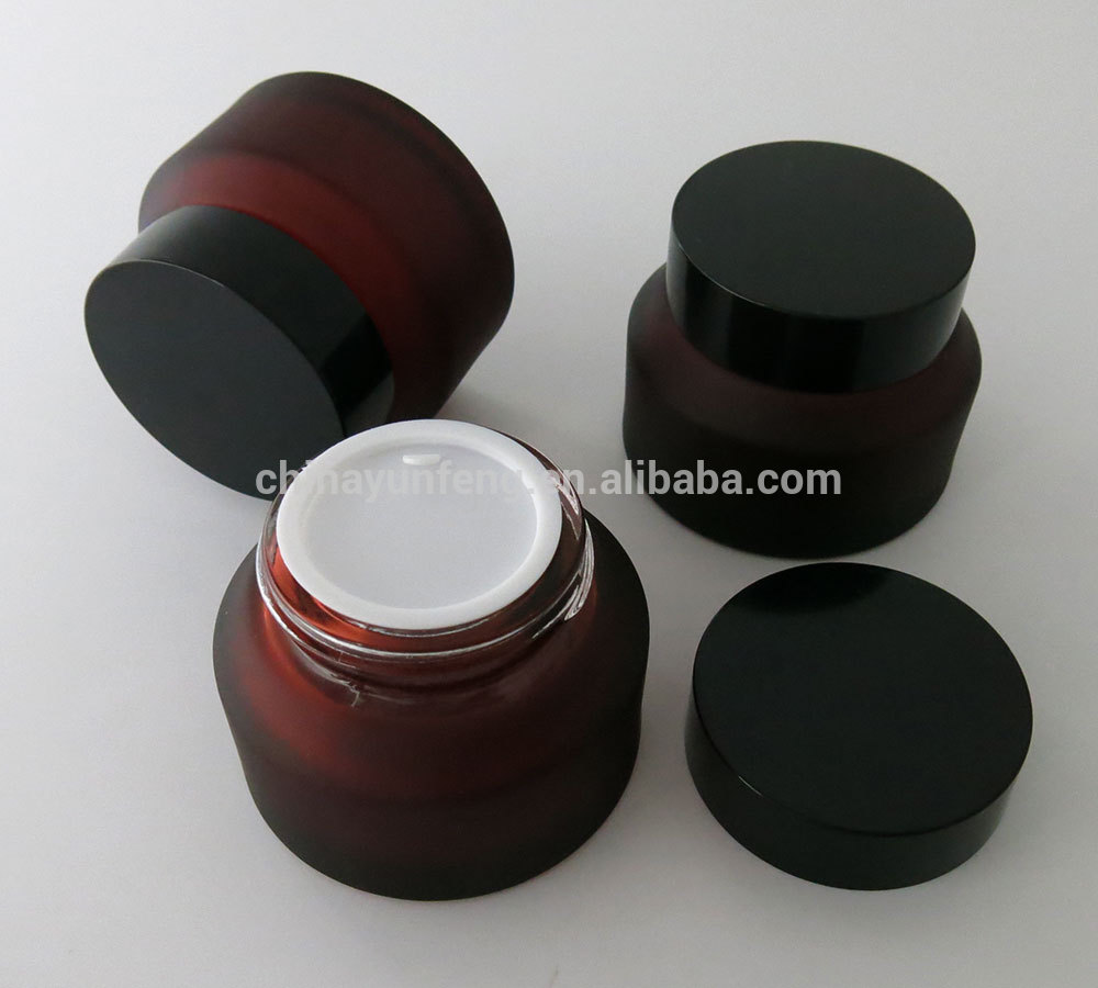 Hot sale 50g 50ml frosted amber glass jar, empty glass jar for cosmetic cream