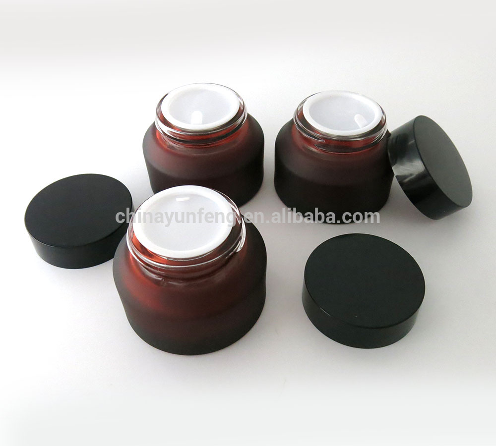 Hot sale 50g 50ml frosted amber glass jar, empty glass jar for cosmetic cream