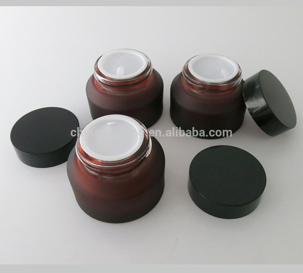 Hot sale 50g 50ml frosted amber glass jar, empty glass jar for cosmetic cream