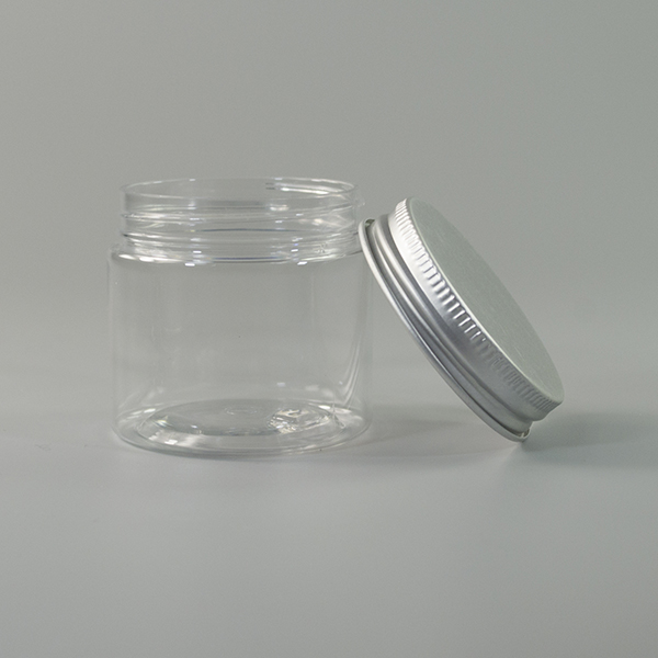 Hot sale 50g clear plastic cream jar with aluminum cap