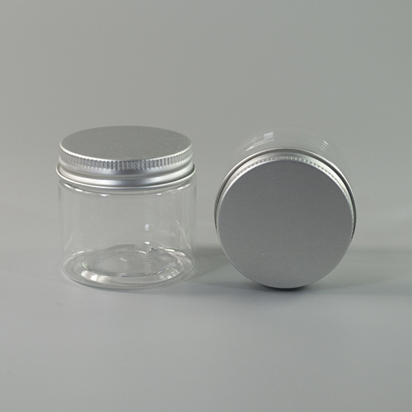 Hot sale 50g clear plastic cream jar with aluminum cap