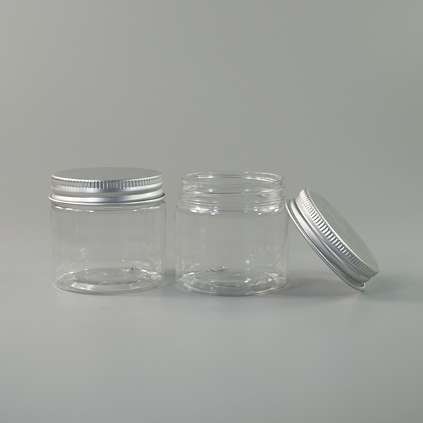 Hot sale 50g clear plastic cream jar with aluminum cap