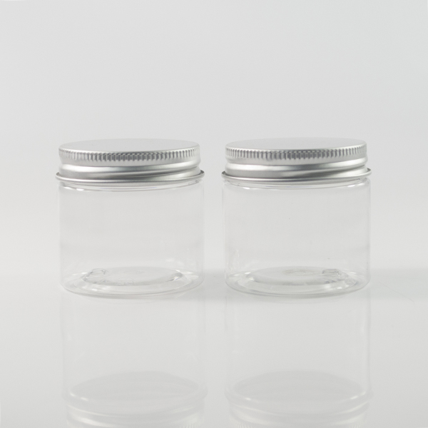 Hot sale 50g clear plastic cream jar with aluminum cap