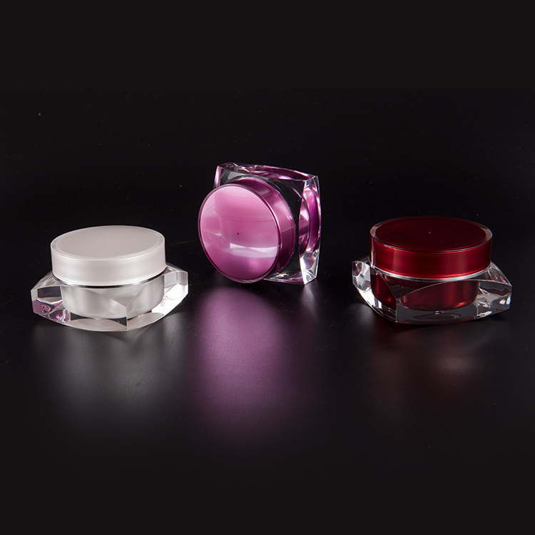Hot sale 50g dip angle square shape acrylic cream jar for plastic cosmetic packaing