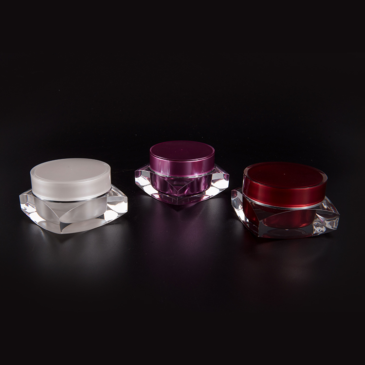 Hot sale 50g dip angle square shape acrylic cream jar for plastic cosmetic packaing