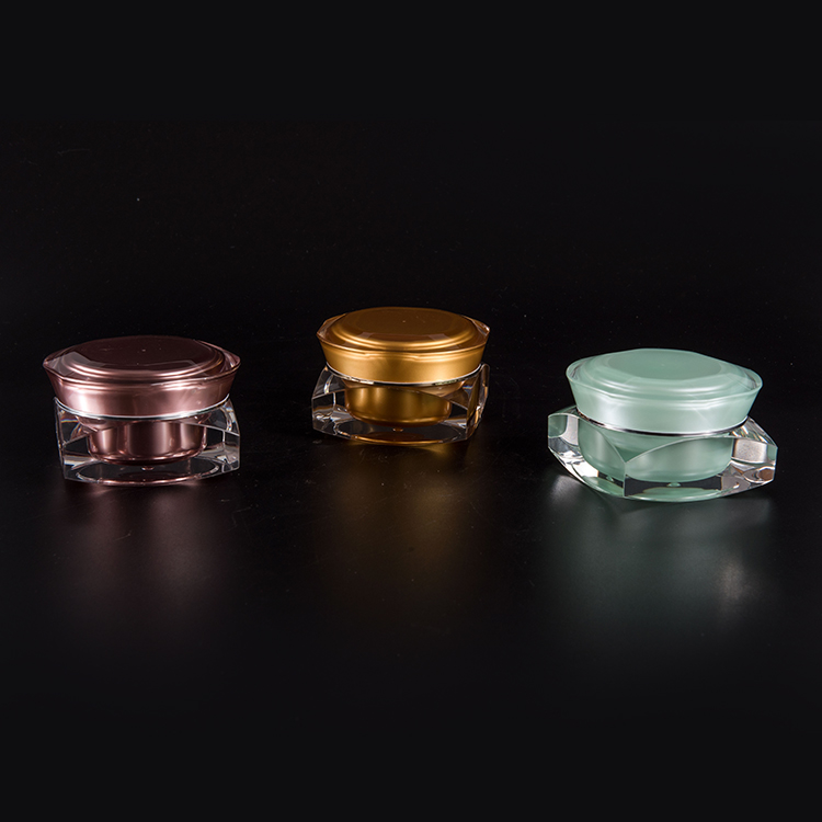 Hot sale 50g dip angle square shape acrylic cream jar for plastic cosmetic packaing
