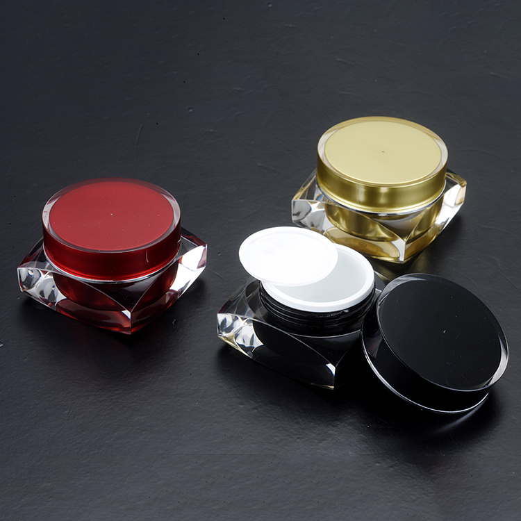 Hot sale 50g dip angle square shape acrylic cream jar for plastic cosmetic packaing