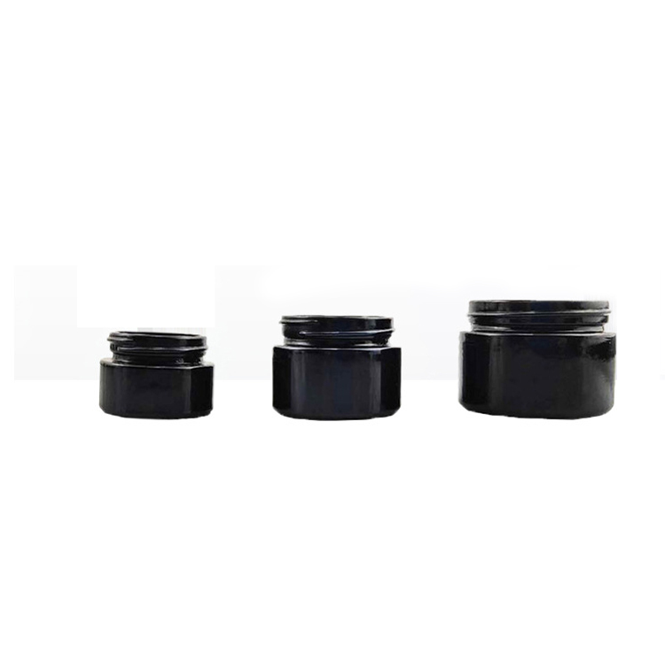 Hot sale 50g reusable Black jar eco friendly cosmetics packaging skin care product container glass cream jar