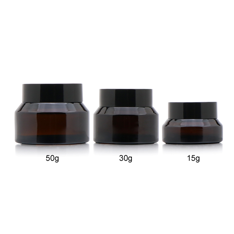 Hot sale 5g 10g 15g 20g 30g 50g 60g 100g amber glass cosmetic cream jar/container with cap for face cream