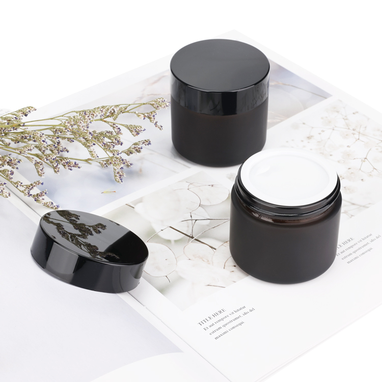 Hot sale 5g 15g 30g 50g 100g cosmetic frosted amber glass cream jar for skincare